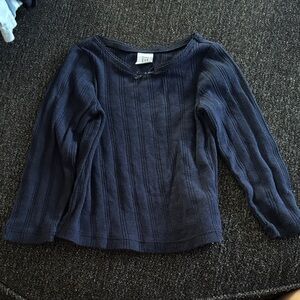 GAP Kids Dark Blue Ribbed Long Sleeve Tee